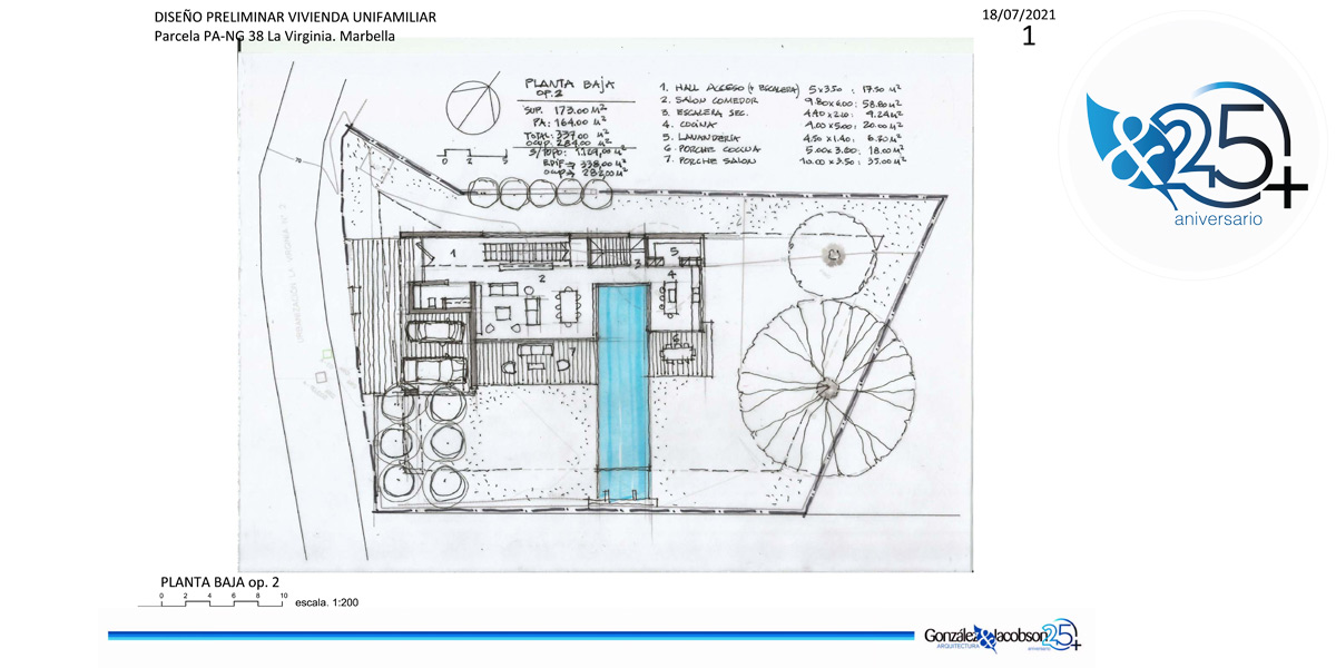 Diseno preliminar para Villa moderna en la Virginia Marbella Diseno Gonzalez & Jacobson Arquitectura