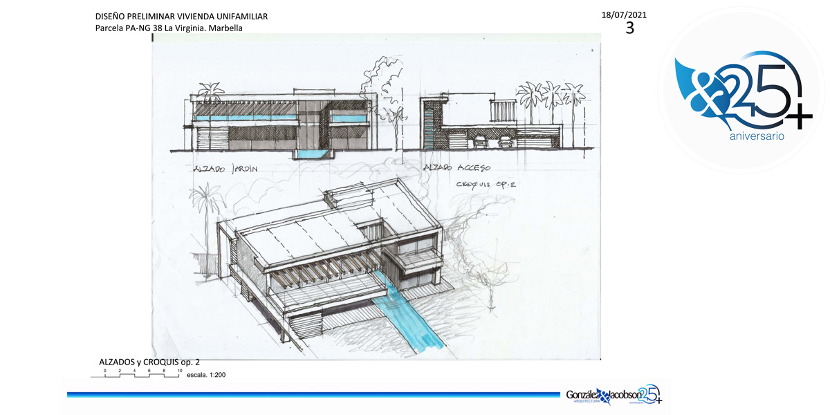 Diseno preliminar para Villa moderna en la Virginia Marbella Diseno Gonzalez & Jacobson Arquitectura