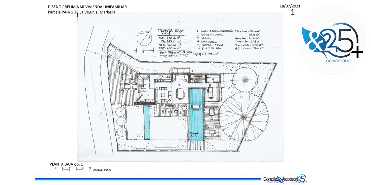 Diseno preliminar para Villa moderna en la Virginia Marbella Diseno Gonzalez & Jacobson Arquitectura
