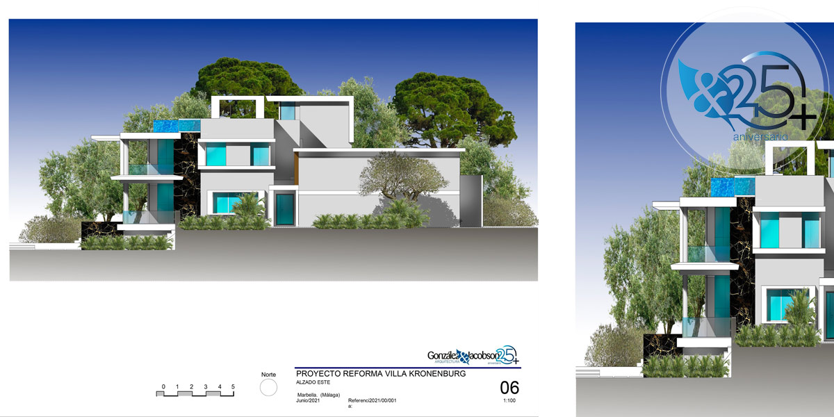 Alzados de reforma villa en Nagueles Diseno Gonzalez & Jacobson Arquitectura