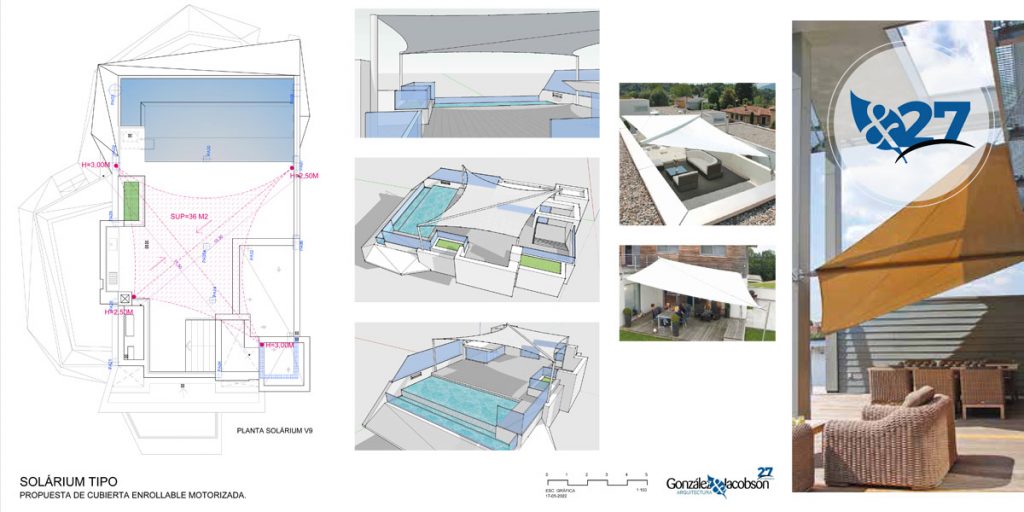 Cubiertas enrollables para villas - Solarium Gonzalez & Jacobson Arquitectura