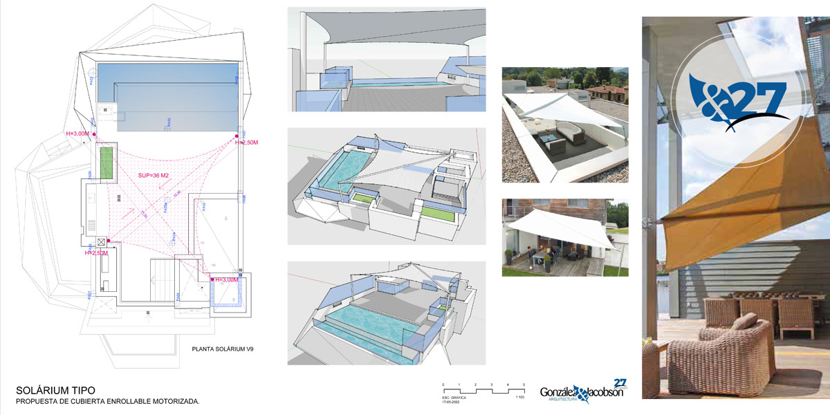 Cubiertas enrollables para villas - Solarium Gonzalez & Jacobson Arquitectura