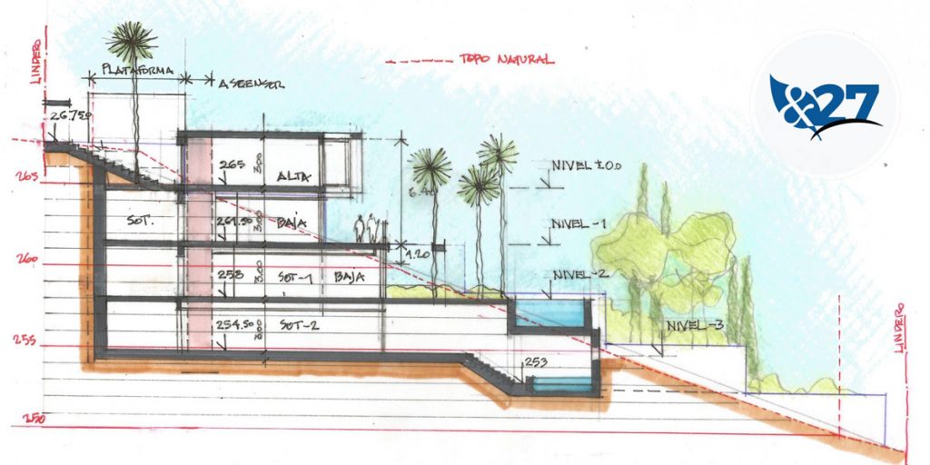 Villa en Marbella-Estudio de Niveles- Gonzalez & Jacobson Arquitectura