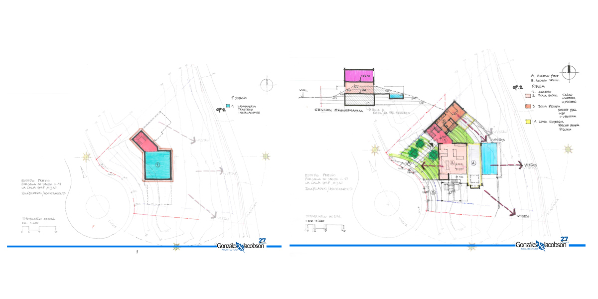 Estudio previo para vivienda en la Cala - Gonzalez & Jacobson Arquitectura