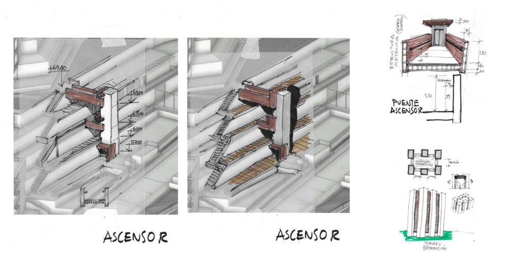 Diseño de exteriores, ascensores y fuentes. Gonzalez & Jacobson Arquitectura