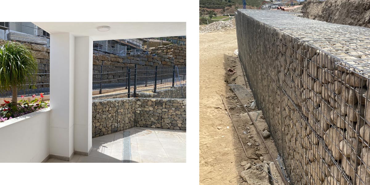 Muros de Gaviónen Calanova Dreamgolf Mijas. González & Jacobson Arquitectura